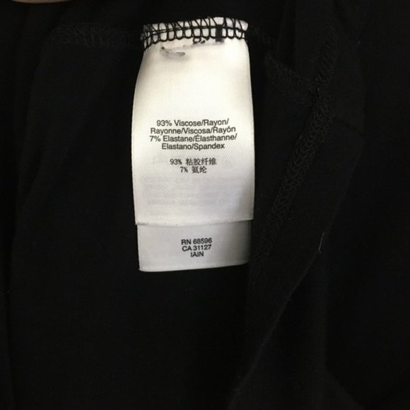 DKNY Black Round Neck Long Sleeve Top Overlap Bottom Size Medium Stretch/Comfort - Picture 8 of 11